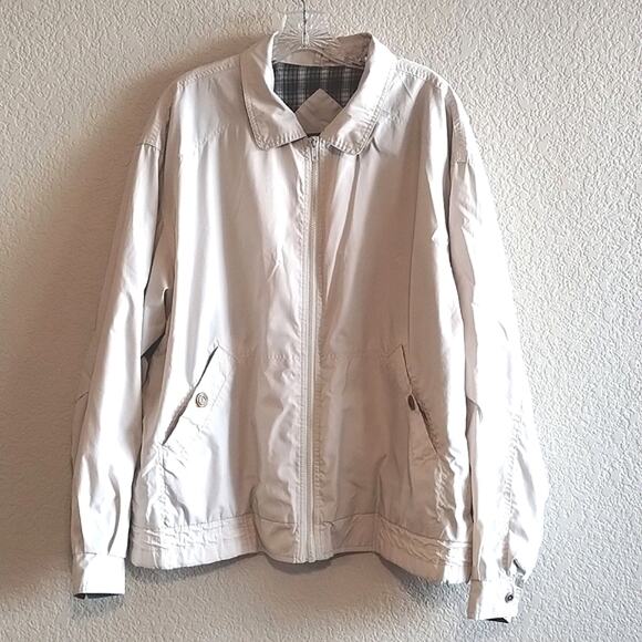 Hill & Archer Classic Men's Tan Tortoise Shell Button Wind-Breaker Jacket L - Picture 1 of 13